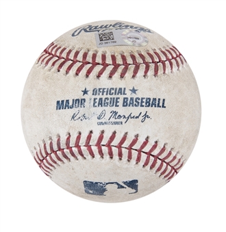 2018 Ronald Acuna Game Used Career Hit #9 Baseball Hit for Double on May 1, 2018 - One of the Earliest Acuna Hit Balls Ever to be Sold (MLB Authentication) 